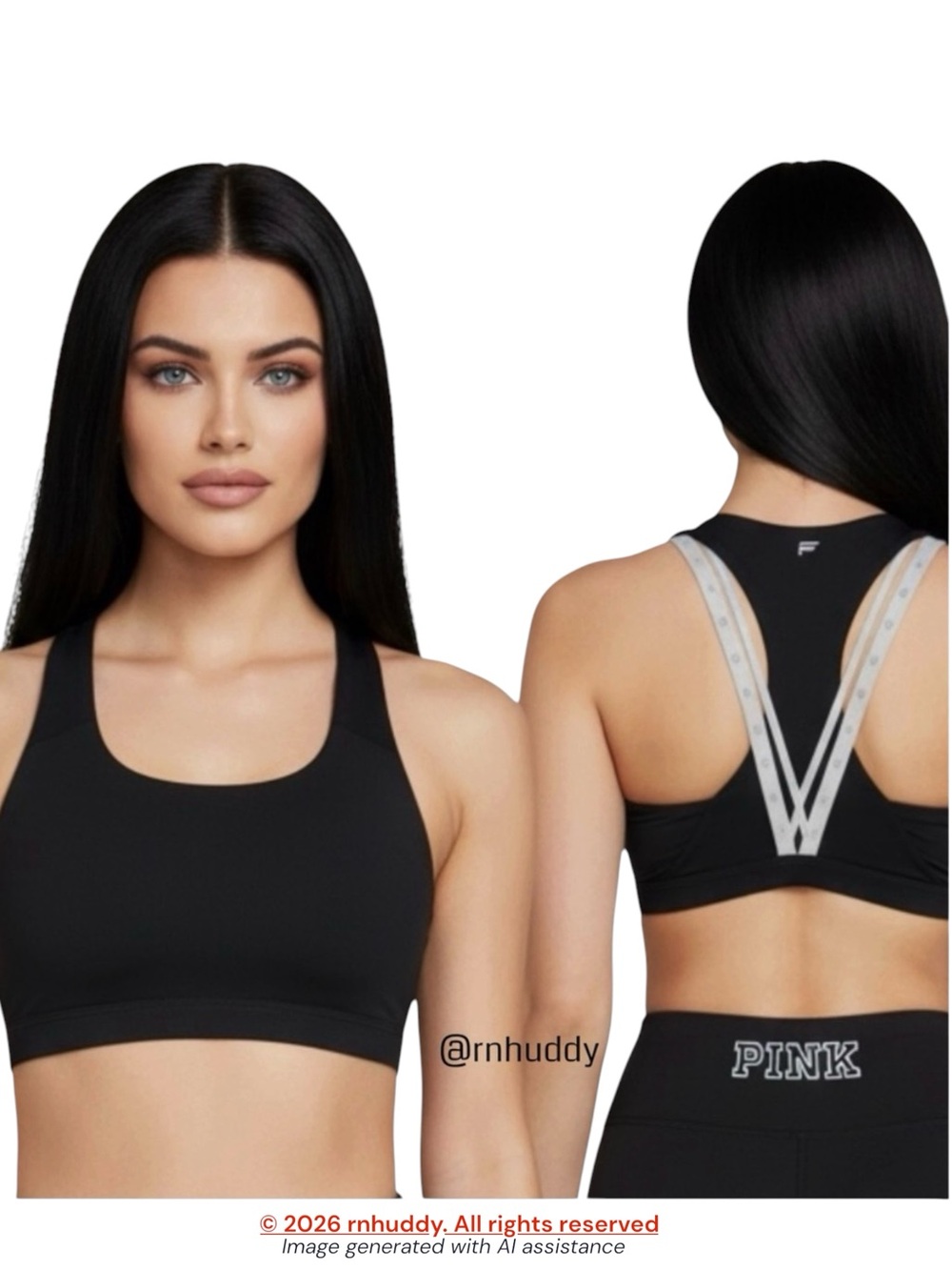 NWT Fabletics S black/silver medium impact sports bra
